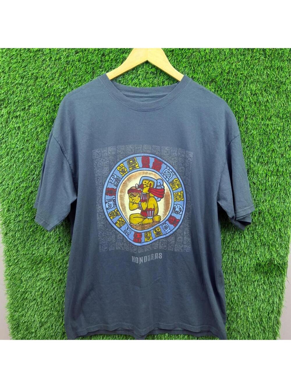 Xukpi Honduras Mayan Calendar Graphic T-Shirt Faded Black XL